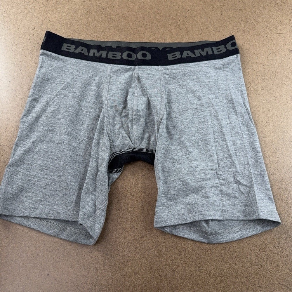 Bamboo Mens Size Medium Heather Gray Breathable Boxer Brief Underwear New